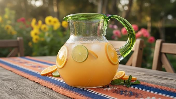 10 Strawberry Street Lime Rim Mexican Glassware, Pitcher