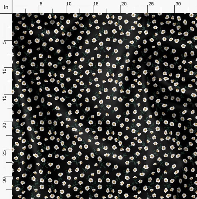 Soimoi Floral Print - Black, Premium Cotton Cambric Fabric - Medium Weight Material for Quilting, Kurtis, Blouse, Kids Clothing, Tunic, Curtains - 42" Inch Wide, 1 Yard