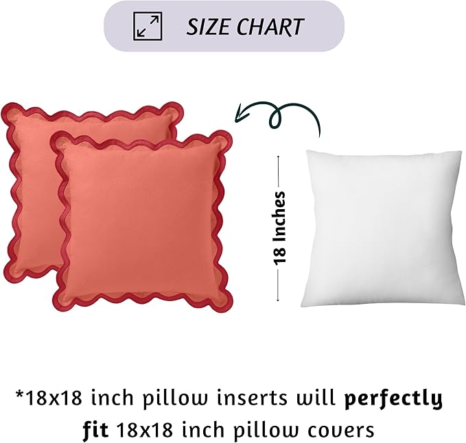 Folkulture Throw Pillow Covers 18 x 18 - Set of 2 Decorative Pillow Covers | Spring Decor Couch Pillow for Living Room | Red Pillow Covers | Throw Pillows for Couch | House Warming Gifts New Home