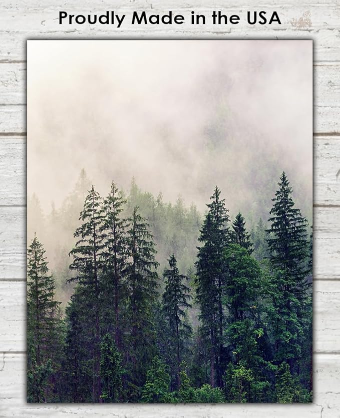 Buzz Unplugged Foggy Forest Abstract Wall Art: Minimalist, Aesthetic & Boho Wall Art for Home, Office, Bedroom & Living Room Decor - Unframed Posters 11x14