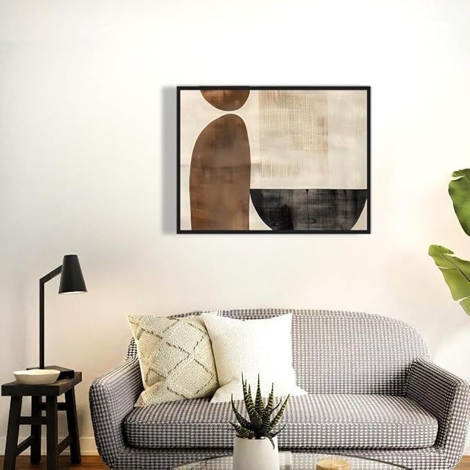 Moonow7 Minimalist Abstract Neutral Wall Art Poster, Geometric Print for Living Room, Bedroom, Office, Entryway, Modern Aesthetic, Contemporary Decor, Unframed Size A3 29.7 x 42 cm / 16.5X11.7