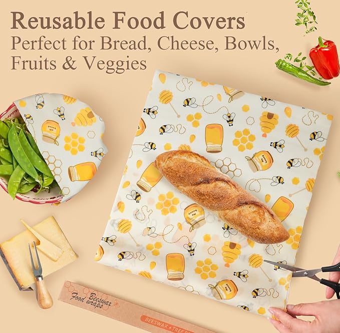 Beeswax Wrap ROLL (13" x 40") - Cut-to-Size Reusable Food Wraps, DIY Customizable Beeswax Food Wrap for Bread, Sandwiches & Bowls, Eco Friendly Sustainable Zero Waste Plastic Free Storage