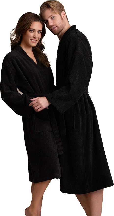 Women's Turkish Terry Kimono Style Bathrobe - 100% Cotton Robe for Women - Comfortable & Absorbent - Soft & Cozy Wear
