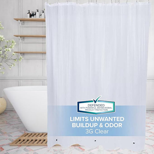 SlipX Solutions Protected Shower Curtain Liner, 3G Lightweight, 70"x72", Clear