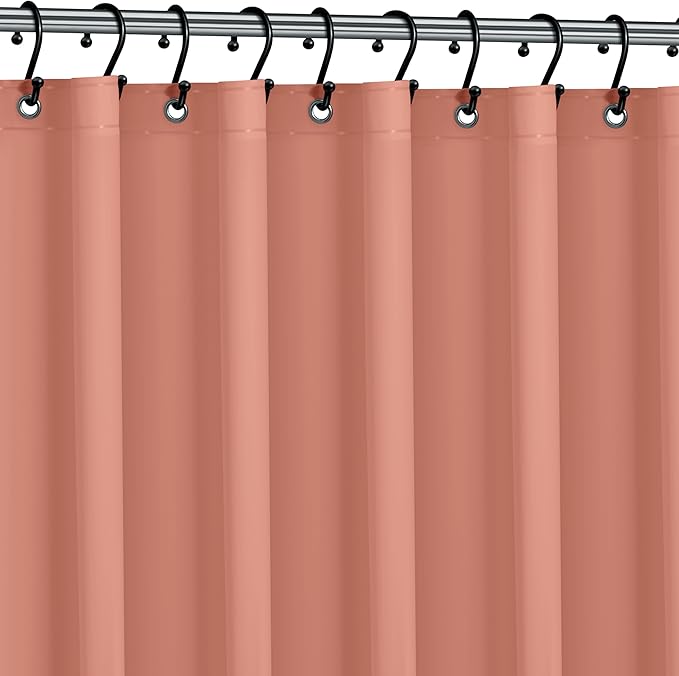 No Smell Shower Curtain Liner 72x72 Peach - PEVA Plastic Shower Curtain for Bathroom, PVC-Free Waterproof Peach Shower Liner with Metal Grommets and Magnet-Weighted Bottom Hem - Washable Liner