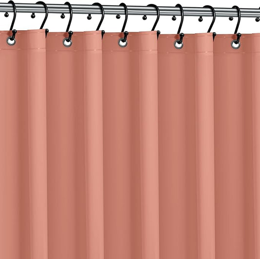 No Smell Shower Curtain Liner 72x72 Peach - PEVA Plastic Shower Curtain for Bathroom, PVC-Free Waterproof Peach Shower Liner with Metal Grommets and Magnet-Weighted Bottom Hem - Washable Liner