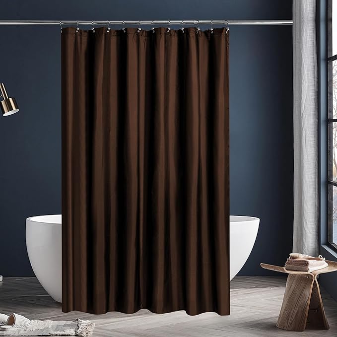 N&Y HOME Fabric Shower Curtain or Liner with Magnets - Brown Shower Curtain for Bathroom with Hotel Quality, Machine Washable - Brown, 72x72