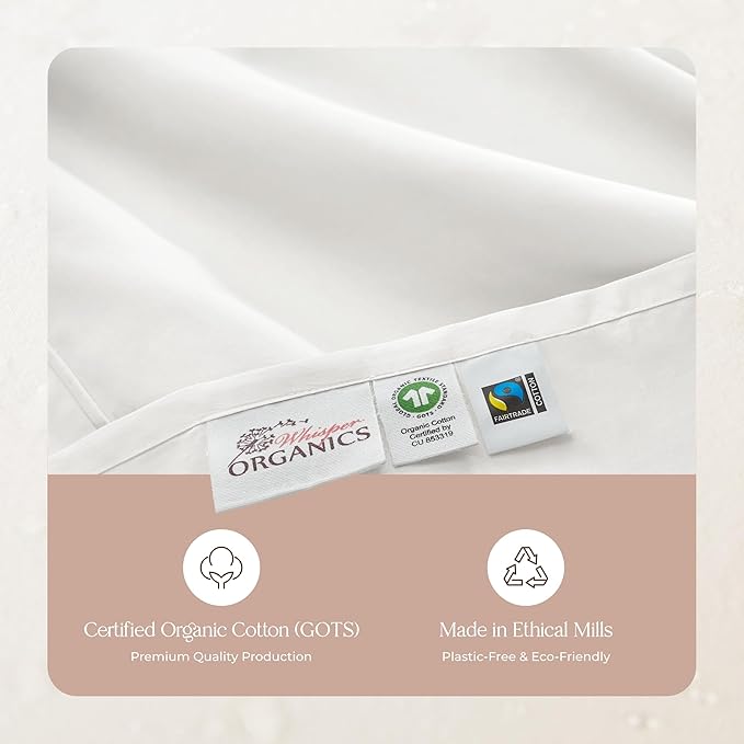 100% Organic Cotton Sheets Full Size - GOTS Certified Organic Bed Sheets with Deep Pocket 500 Thread Count and Cozy Sateen Weave Gets Softer with Each Wash - Luxury 4 Piece Set (White, Full)