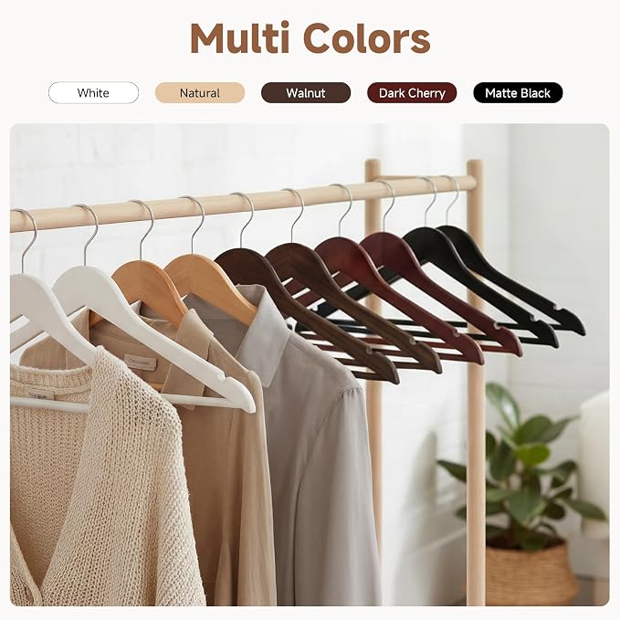 StorageWorks Wooden Hangers 20 Pack, Wood Coat Hangers for Closet, Heavy Duty Clothes Hangers for Suits, Shirts, Pants, Jackets, Dark Cherry Color