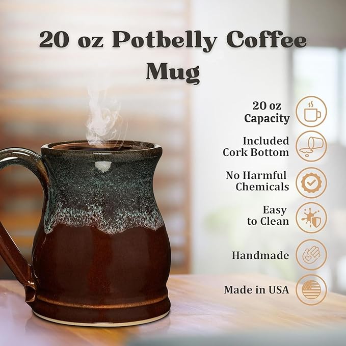 20oz Potbelly Coffee Mug Handmade in the USA (Vanilla)