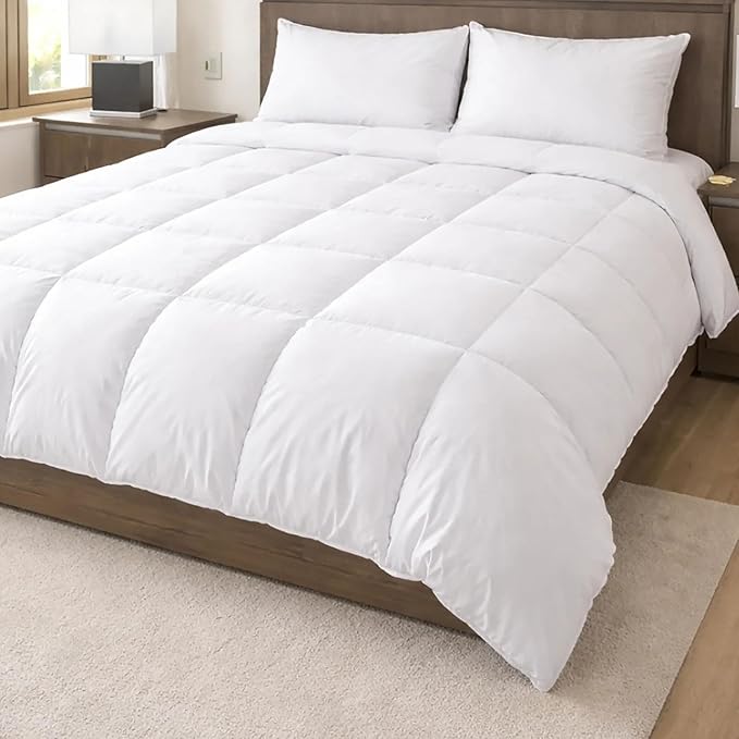 ORGANIC TEXTILES Organic Down Alternative Comforter, Eco-Friendly, Non-Toxic White (Queen, Light Fill)