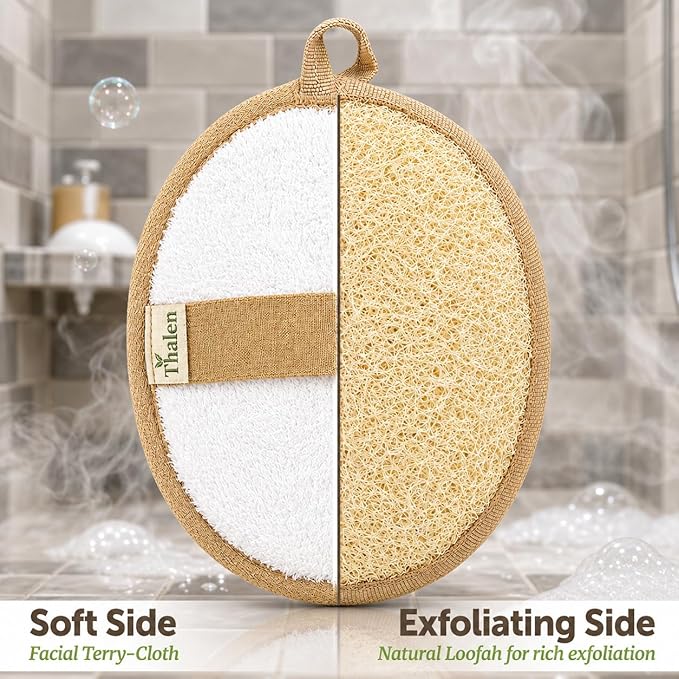 Natural Loofah Exfoliating Body Scrubber | Plastic Free, Non-Toxic, No PFAS, Organic Lufa Sponge | Lufas for Women | Bath Sponge | Zero Waste Egyptian Loofah Pack of 3 - Brown Cedar