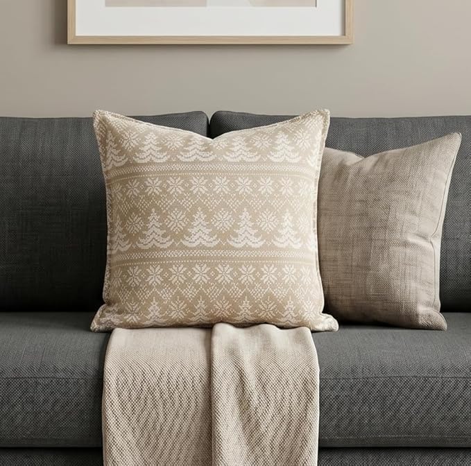 SanVia Cotton Throw Pillow Covers 20x20 – Handwoven Jacquard Texture, Fade-Resistant, No Pilling – Hidden Zipper, Decorative Cushion Cover for Sofa, Couch, Bed – Insert Not Included (Boho, Green)