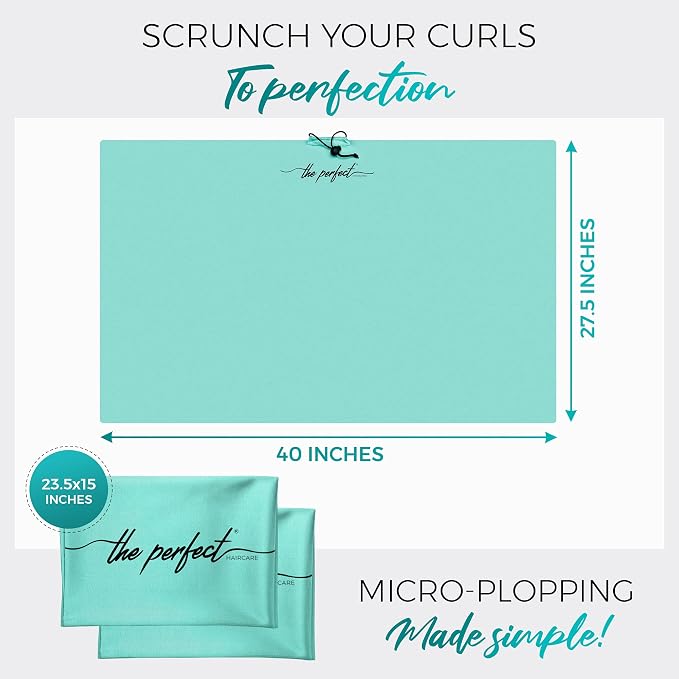 THE PERFECT HAIRCARE Microfiber Hair Plopping Towel Set – Super Absorbent Anti-Frizz Hair Drying Wrap + 2 Curl Scrunching Towels – Fast Drying, Lightweight Wrap for Women, Girls & All Hair Types