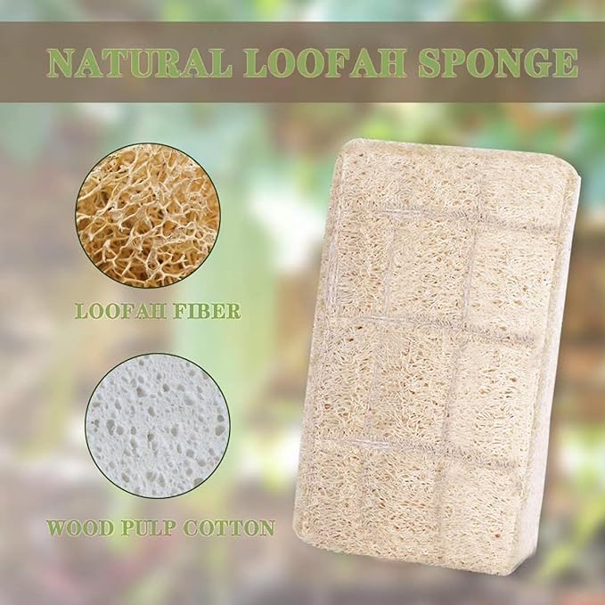 Loofah Dish Sponges Kitchen,Organic Natural Sponges for Dishes,Non Scratch Eco Friendly Biodegradable Cleaning, for Pans, Glass & Delicate Cookware,6PCS