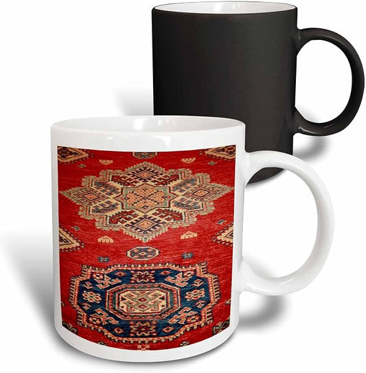 3dRose Natural Dyed Handmade Anatolian Carpet 11oz Magic Transforming Mug