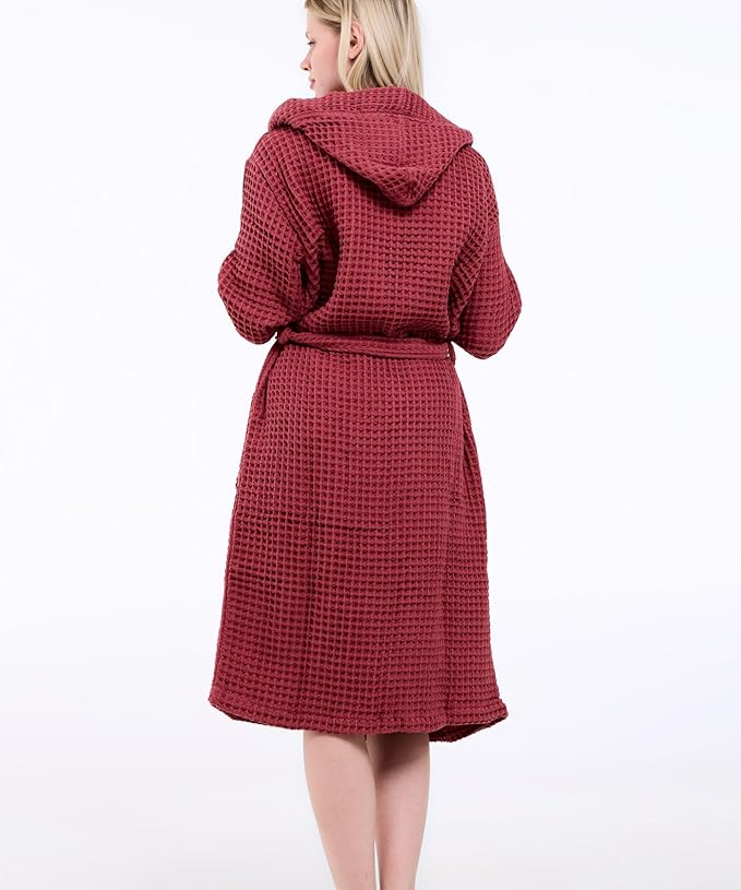100% Turkish Cotton Waffle Bathrobe for Women