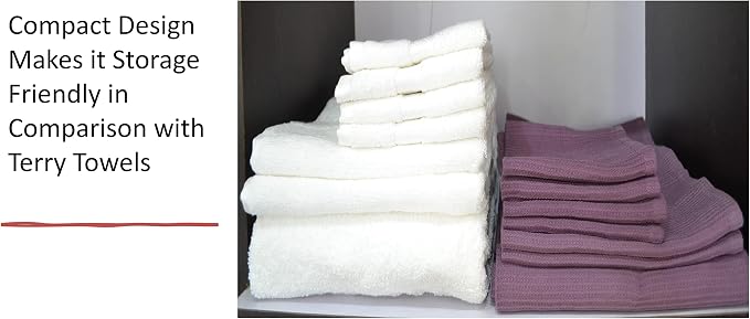 Bath Towel Set Waffle Organic Cotton GOTS Certified Burgundy Super ABSORBANT & Quick Dry NO SOFTENERS Environment Friendly 1xBATH 58x30.5, 2xHAND 29x20, 4xFACE 12x12INCH