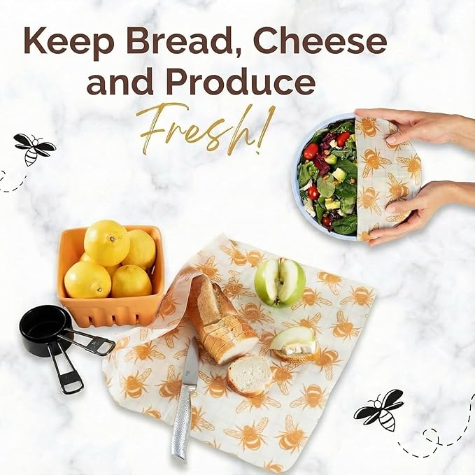 XXL Reusable Beeswax Wraps For Food - 14 x 55 in Roll | Cut to Size Bees Wax Wraps Reusable | Extra Large Beeswax Paper Sheet | Cute Bees Wax Roll for Food Wraps (Tropical Leaves)