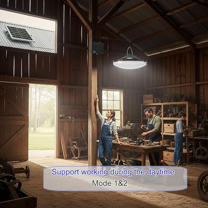 HULPPRE 3000lm Solar Shed Light Indoor Outdoor with Pull String, Daytime or Night,Dusk to Dawn,Bright with 169 LEDs,IP65 Waterproof,3 Modes,for Barn,Chicken Coop,Patio,Garden,Yard,Gazebo