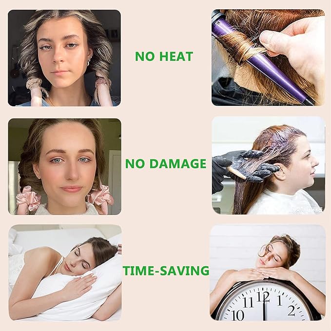 Heatless Curls Overnight,Hair Curlers to Sleep In,No Heat Satin Curling Rod Set,Eternal Muse Rollers,Sleeping Blowout Headband,Foam Curly Tie Ribbon Styling Tool for Long Hair Size 36.27