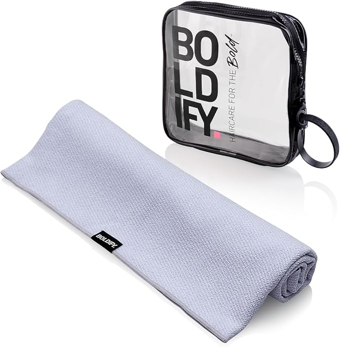 Boldify Quick Dry Microfiber Towel Wrap for Women - for Thin and Curly Hair - Anti Frizz Plopping Towel, Fast Drying Turban - Grey