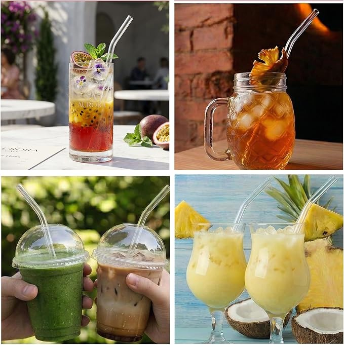 6-Pack Replacement Clear Straws for Stanley 20oz 14oz Tumbler, Plastic Reusable Straws for Yeti 30oz 25 oz 26 oz 20 oz Tumbler, Food Grade Tritan Straw for Mason Jar 16oz Venti Cup, bent