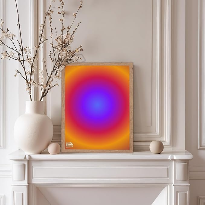 Monem Art Radiant Infinity Circle Gradient Print - Modern Abstract Color Field Poster - Wall Decor for Living Room, Bedroom or Office - 8x10 Beige Framed Wall Art by Rs Lab Studio