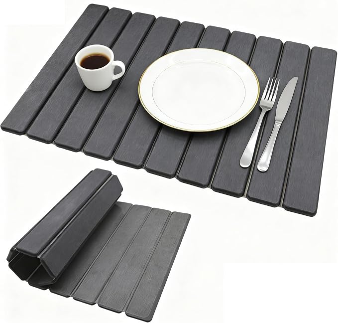 RAIN SPIRIT Large Stone Dish Drying Mat for Kitchen Counter, Diatomaceous Earth Quick Dry Stone Drying , Collapsible Dish Mat Dish Pads for Drying 24"×16" grey