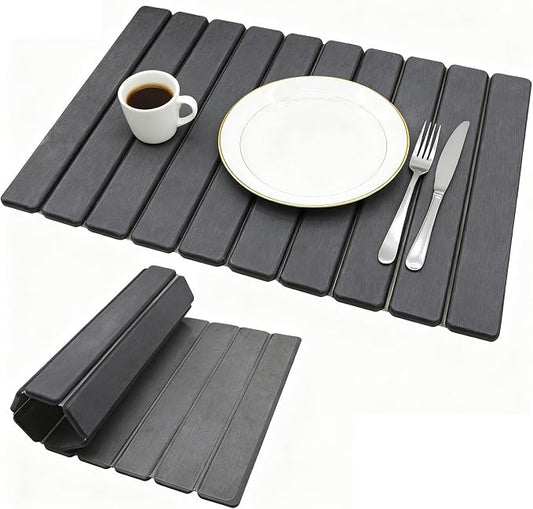 RAIN SPIRIT Large Stone Dish Drying Mat for Kitchen Counter, Diatomaceous Earth Quick Dry Stone Drying , Collapsible Dish Mat Dish Pads for Drying 24"×16" grey