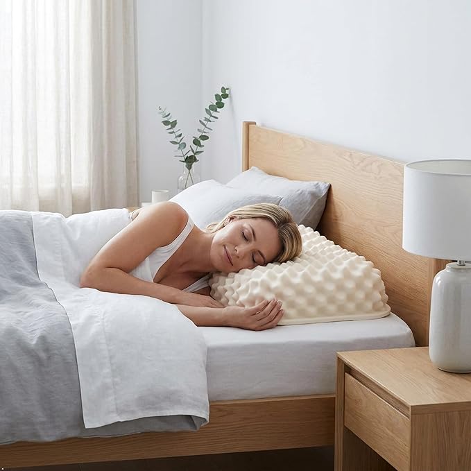Velisse — Natural Latex Pillow for Stomach Back Side Sleepers, Peanut Shape for All Position Sleeping, Wave-Ridge Surface, Single-Height Adaptive Design, 100% Pure Vietnam Latex