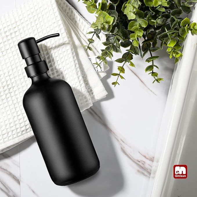 GMISUN Black Soap Dispenser, 1 Pack Matte Black Bathroom Hand Soap Dispensers, 17 Fl Oz Dish Soap Dispenser for Kitchen with Rustproof Stainless Steel Pump, Modern Liquid Dishwashing Dispensers Bottle