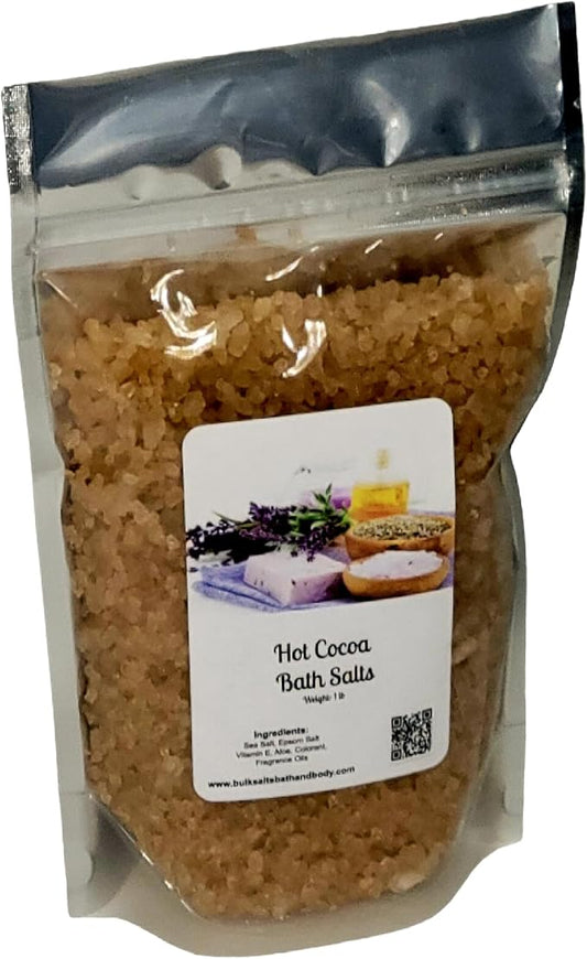 Bath Salts | 1lb Bag (16oz.) | Choose Your Scent | Epsom Salt | Sea Salt| Bathing | Body Care | Beauty | Relaxation | Spa | Pedicure | Manicure | Soak (Hot Cocoa)