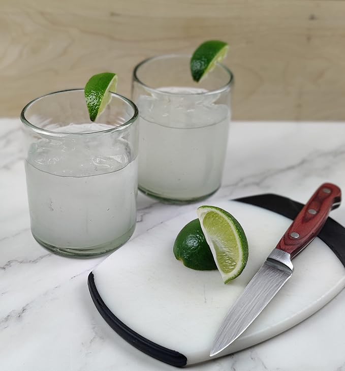 Dos Sueños Hand Blown Mexican Drinking Glasses – Set of 6 Natural Clear Tumbler Glasses (10 oz each)