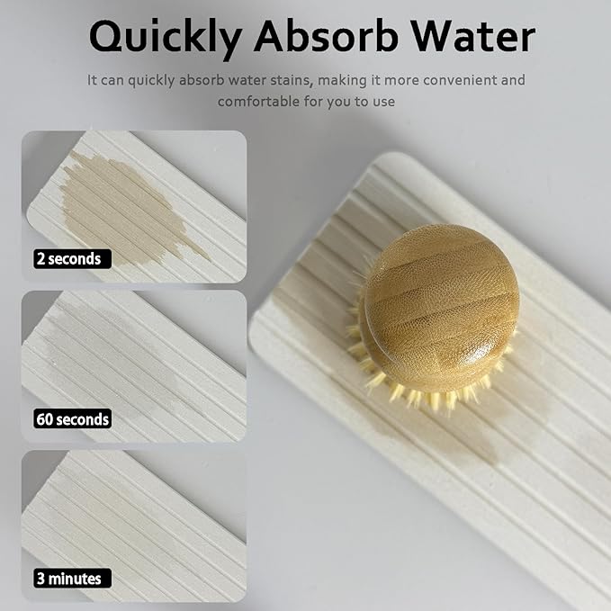 2-Pack Diatomite Soap Tray, Fast-Drying Water Absorbing Stone Tray for Bathroom & Kitchen Sink Counter, Anti-Skid Vanity Tray with Feet, White 8.3" x 4.0"