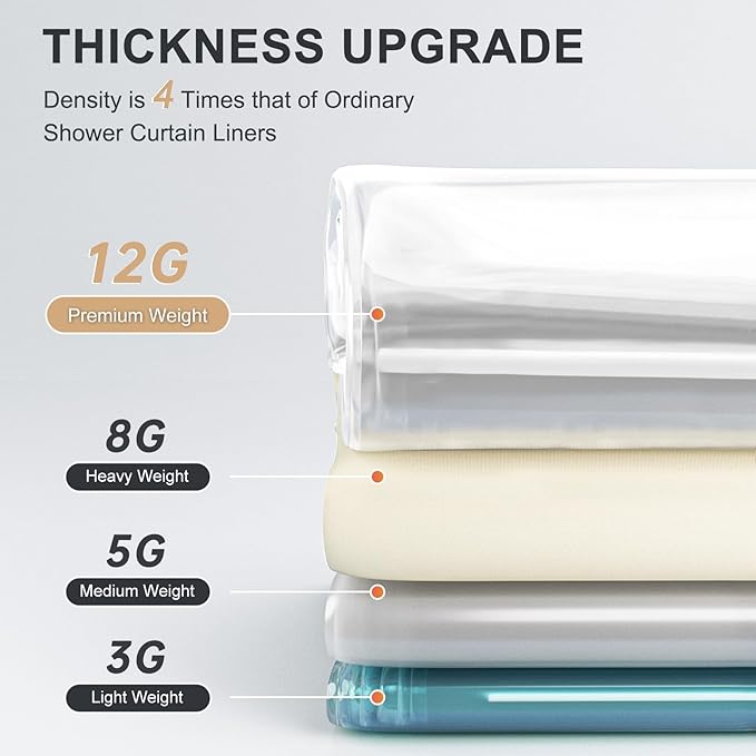 AmazerBath Heavy Duty Shower Curtain Liner 12 Gauge, 72 x 84 Inches Clear Shower Curtain Liner with 3 Clear Stones and 12 Grommet Holes, Weighted Plastic Shower Liner