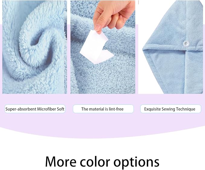 1 Pack Single Layer Light Blue Microfiber Hair Drying Towel Wrap for Women, Hair Turbans Towel for Wet Hair,Turbie Twist Hair Towels (Light Blue Color - Single Layer)
