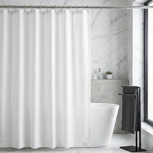 Waterproof Fabric Shower Curtain Liner, TPU Coated, PEVA-Free & Odorless, Hotel Quality, 3 Magnets, Rust-Proof Metal Grommets, Machine Washable, White, 36x72 Inch