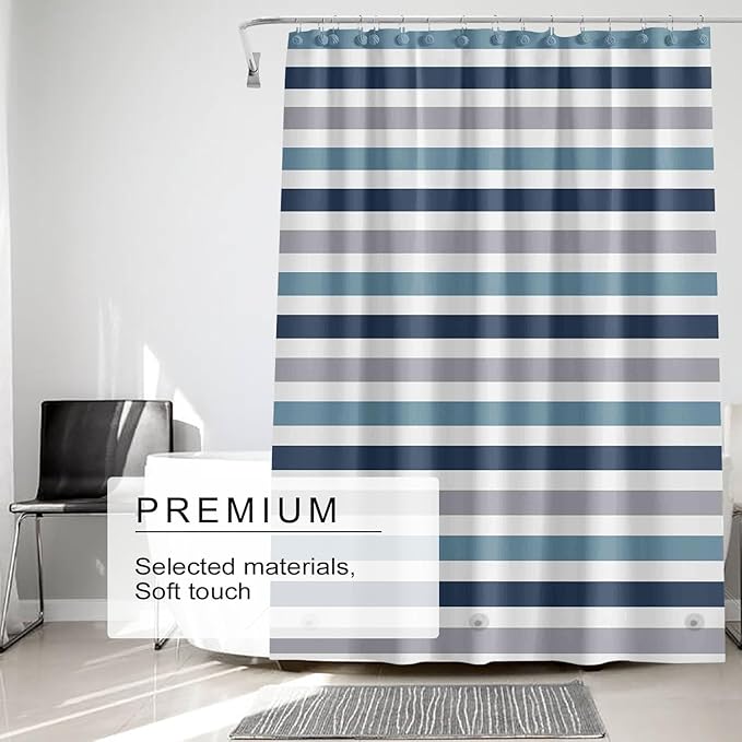 TIKABC Shower Curtain Liner, 4G PEVA Shower Liner, Plastic Waterproof Shower Curtains, 72x72 inch with Grommet Holes 3 Magnetic Weights