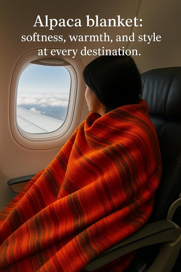 Alpaca Wool Throw Blanket 95" x 65", Orange, Queen | Ultra-Soft, Warm & Breathable, Hypoallergenic, Non-Itchy, Lightweight