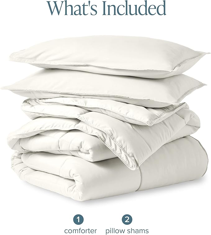 Bare Home Comforter Set - California King Size - Ultra-Soft - Goose Down Alternative - Premium 1800 Series - All Season Warmth (California King, Cream)