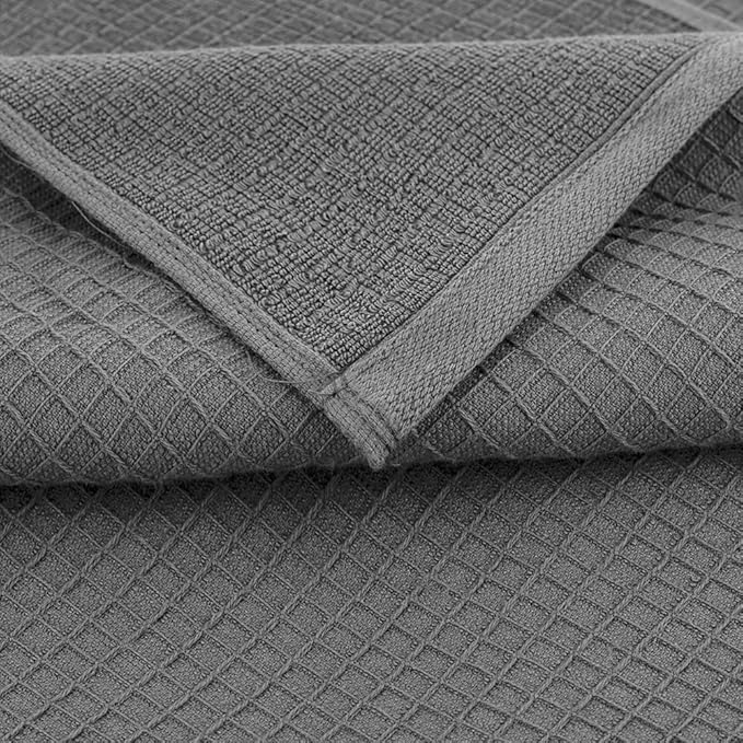 CASA COPENHAGEN Wafffle 4Pcs 100% Egyptian Cotton Large Designer Towels Gift Set- Grey Violet, 55"x27", 4Bath Towels for Bathroom (Box Pack, Set for Women & Men)