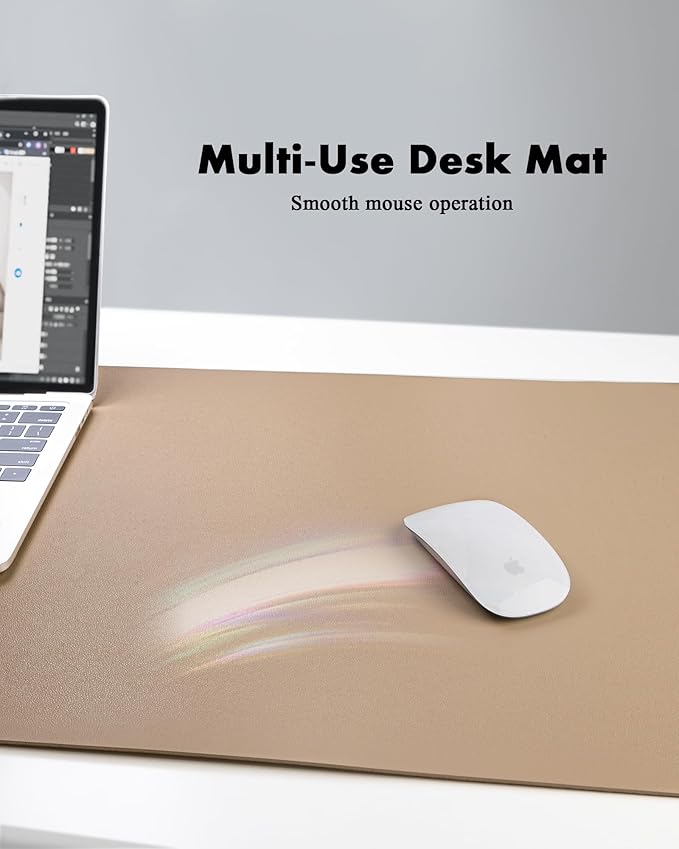 YSAGi Double-Sided Desk Pad, 31.5"x15.7"Leather Desk Mat, Eco Cork Desk Pad Protector,Large Mouse Pad,Waterproof Desk Blotter for Office/Home(Apricot)