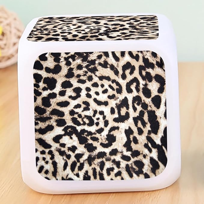 Digital Alarm Clock,Leopard Texture 7 Color Change LED Digital Alarm Clock with Date Thermometer for Toddlers,Girls and Boys