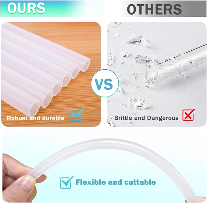 LUCKINEE Replacement Straws for Stanley IceFlow Tumbler 30oz, 6 Pack Plastic Reusable Straws with 2 Straw Cleaner Brushes for IceFlow Tumbler Accessories