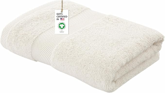 100% Organic Cotton Towels 650 GSM Plush Feather Touch Quick Dry Bath Towel, GOTS Certified, Oeko-Tex Green Certified, Organic Cotton Bath Towel, 30"X58"