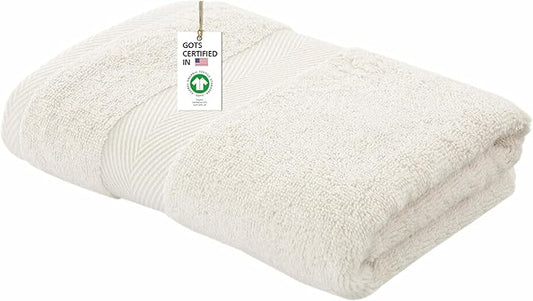 100% Organic Cotton Towels 650 GSM Plush Feather Touch Quick Dry Bath Towel, GOTS Certified, Oeko-Tex Green Certified, Organic Cotton Bath Towel, 30"X58"