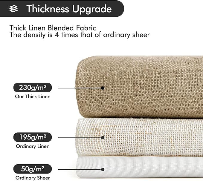 MIULEE Non-See-Through Privacy Linen Curtains 2 Panels, Light Filtering Window Curtains Farn House Textured Back Tab Semi Sheer Drapes for Bedroom Living Room, 52 x 108 Inches Long, Copper Brown