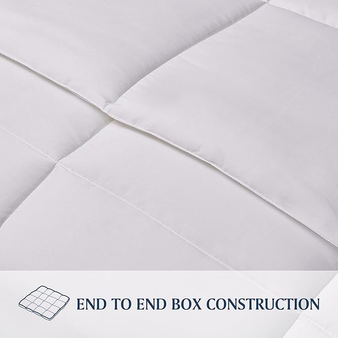 Blue Ridge Home Fashions Microfiber Light Weight Solid Down Alternative All Season Comforter - Hypoallergenic Polyester Fill, Full-Queen, White