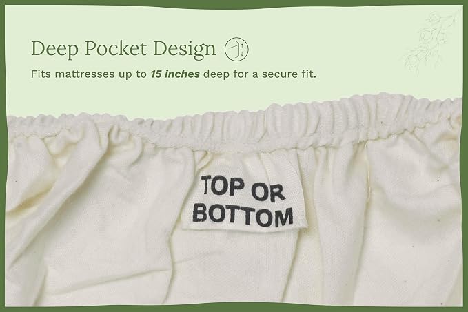 Organic Cotton Queen Sheets Set - 100% GOTS Certified Organic Cotton, Chemical-Free, 400 Thread Count, Deep Pocket, Soft Sateen Weave, Hypoallergenic, All-Season, Breathable Sheet Set (Queen - Ivory)